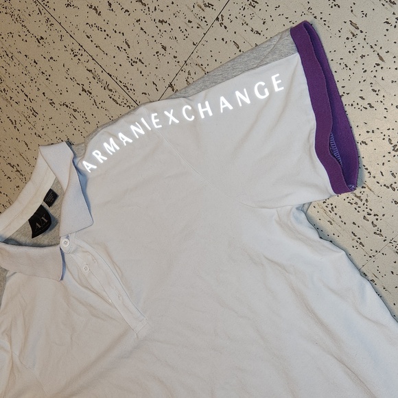 Armani Exchange Spell Out Reflective 1/4 Button Down Polo Shirt - Picture 2 of 5